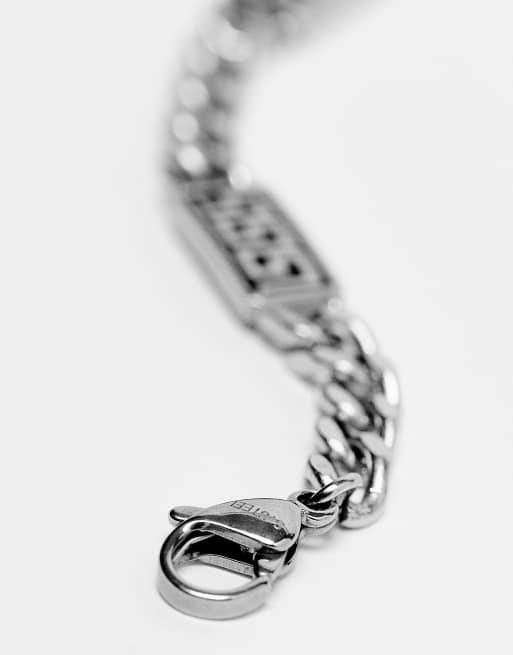 ASOS DESIGN waterproof stainless steel chain bracelet with Greek wave in silver tone, 4 of 4