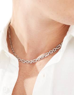 waterproof stainless steel chain necklace in burnished silver tone