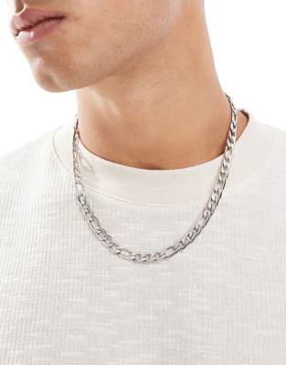 Asos Design Waterproof Stainless Steel Chain Necklace In Silver Tone