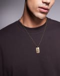 [ASOS DESIGN] ASOS DESIGN waterproof stainless steel chain necklace with dog tag pendant in gold tone No Size GOLD