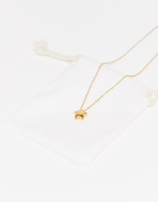 Asos Design Waterproof Stainless Steel Chain Necklace With Mini Star Pendant In Gold