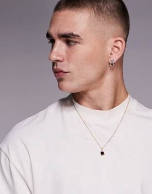 waterproof stainless steel chain necklace with square pendant in gold tone