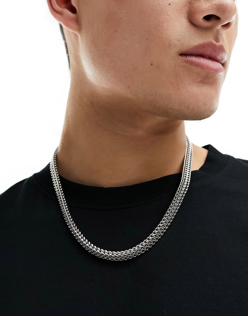 Asos Design Waterproof Stainless Steel Chunky Chain In Silver Tone-black