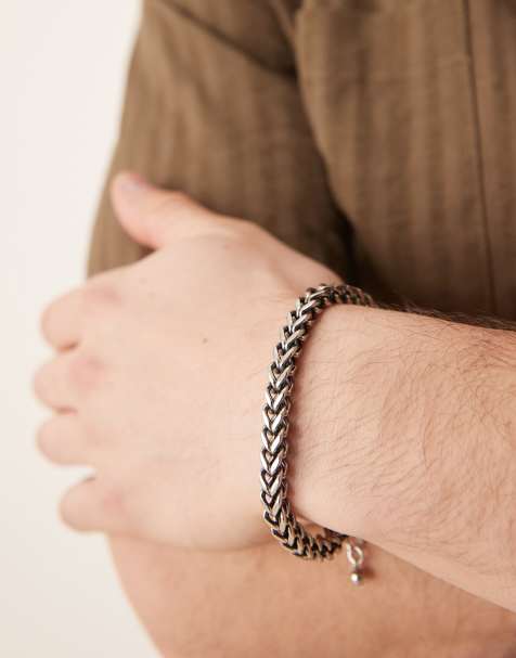 ASOS DESIGN waterproof stainless steel chunky curb chain in burnished silver tone - view 1