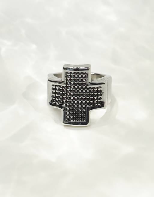 Sterling silver cross on sale ring