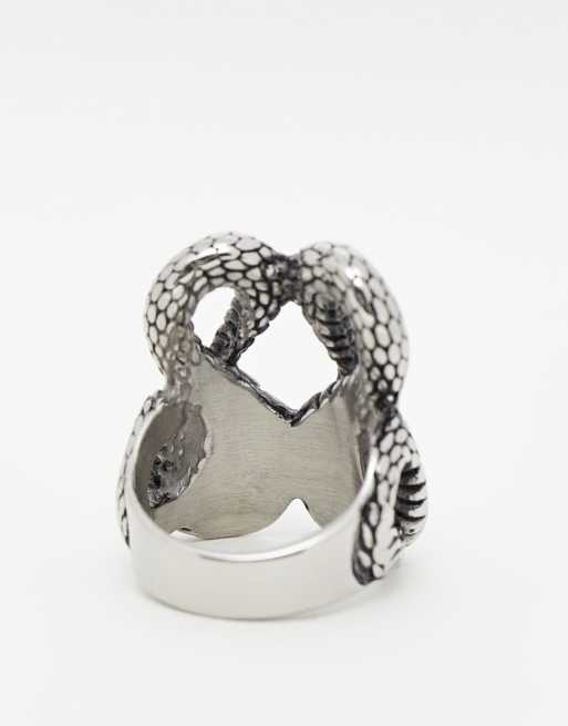 ASOS DESIGN waterproof stainless steel cobra ring in burnished