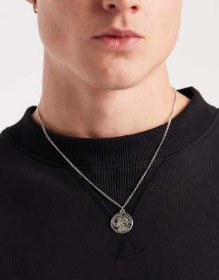 Asos Design Waterproof Stainless Steel Coin Pendant Necklace In Gold