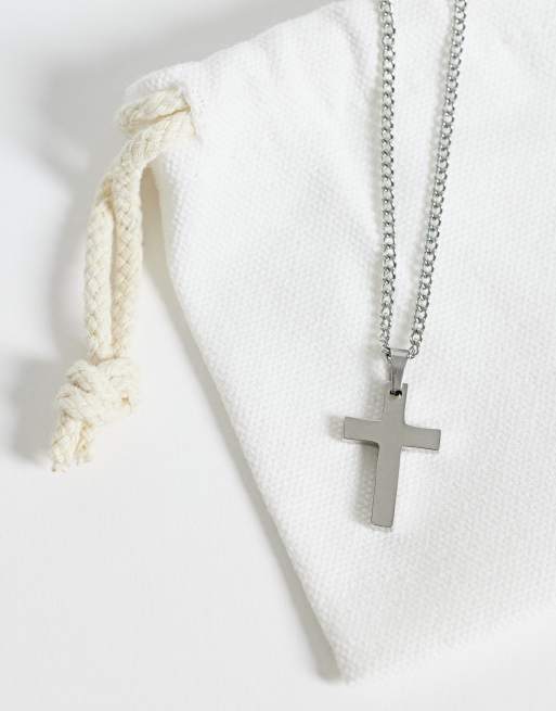 ASOS DESIGN waterproof stainless steel cross pendant necklace in silver, 4 of 4
