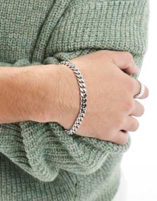 ASOS DESIGN ASOS DESIGN waterproof stainless steel curb chain bracelet in silver tone