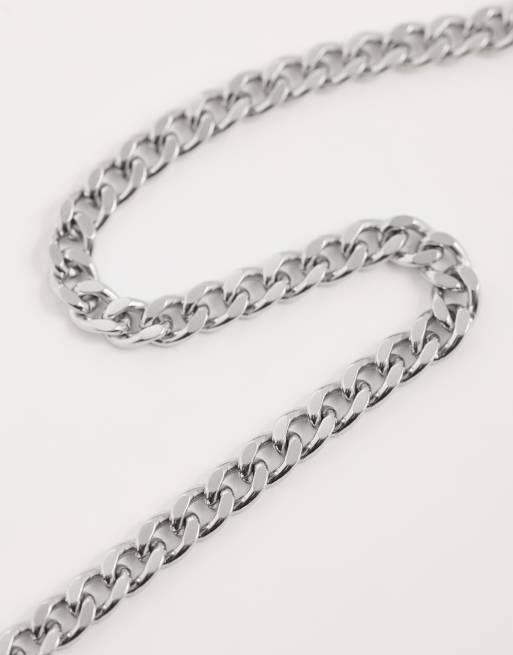 ASOS DESIGN waterproof stainless steel curb chain link bracelet in silver