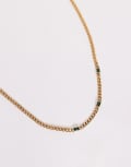 [ASOS DESIGN] ASOS DESIGN waterproof stainless steel curb chain necklace in gold with faux emerald stone No Size GOLD