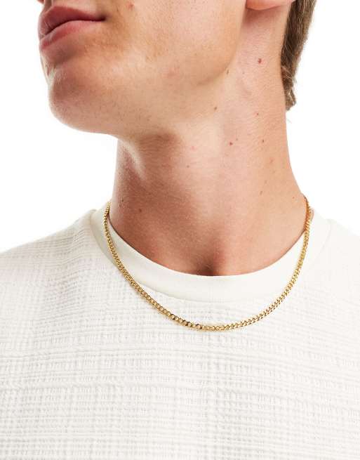 ASOS DESIGN waterproof stainless steel curb chain necklace in gold   , 2 of 4