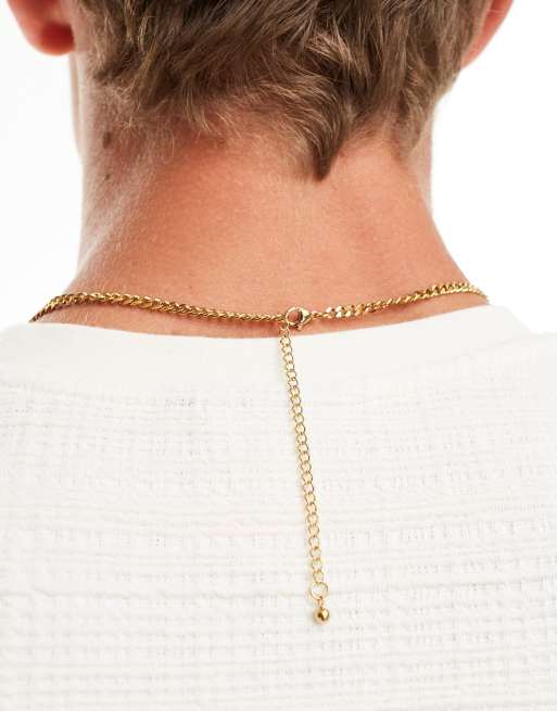 ASOS DESIGN waterproof stainless steel curb chain necklace in gold   , 3 of 4