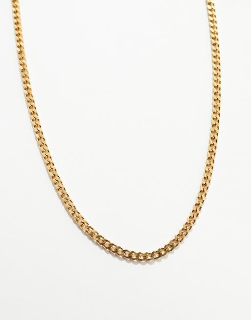 ASOS DESIGN waterproof stainless steel curb chain necklace in gold   , 4 of 4
