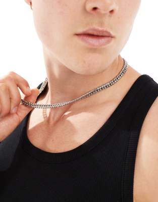 waterproof stainless steel curb chain necklace in silver tone