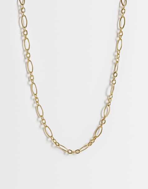 ASOS DESIGN waterproof stainless steel dainty chain link necklace in gold tone - view 1