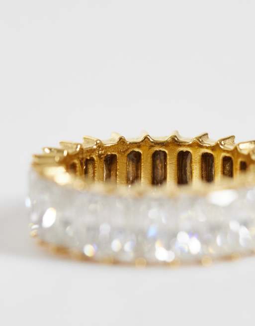 ASOS DESIGN waterproof stainless steel diamante ring in gold, 2 of 3