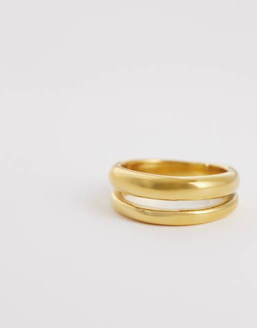 ASOS DESIGN waterproof stainless steel double band ring in gold tone, 3 of 3