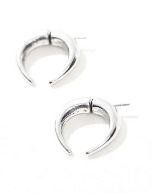 ASOS DESIGN waterproof stainless steel double sided earrings in silver  , 2 of 4