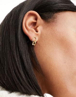 ASOS DESIGN waterproof stainless steel earrings with link detail in gold tone