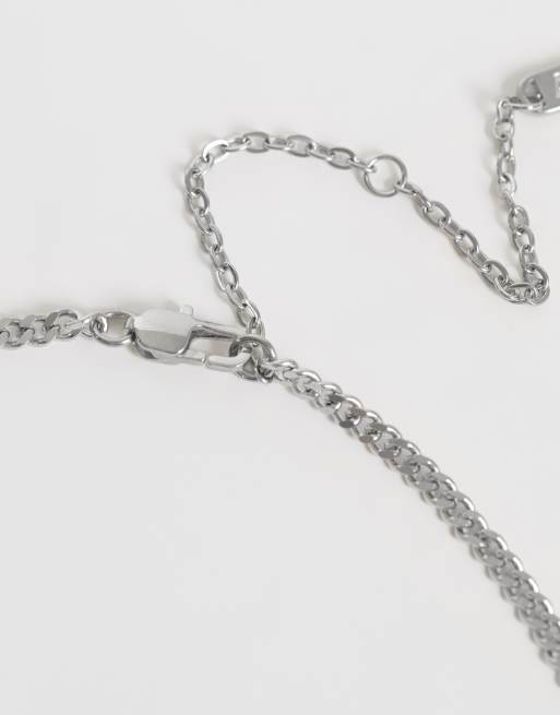 ASOS DESIGN waterproof stainless steel engraved coin pendant necklace in silver, 3 of 4