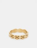 [ASOS DESIGN] ASOS DESIGN waterproof stainless steel engraved crosses band ring in gold tone XL GOLD