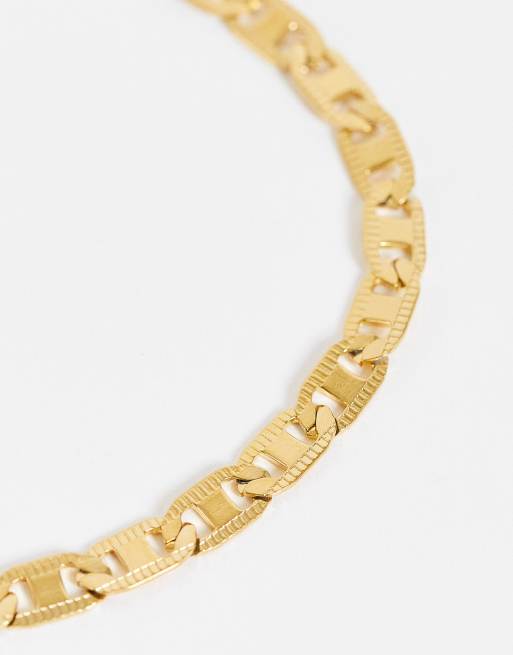 ASOS DESIGN waterproof stainless steel figaro chain bracelet in gold tone , 2 of 4