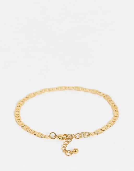 ASOS DESIGN waterproof stainless steel figaro chain bracelet in gold tone , 3 of 4