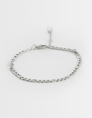 Asos Design Waterproof Stainless Steel Figaro Chain Bracelet In Neutral