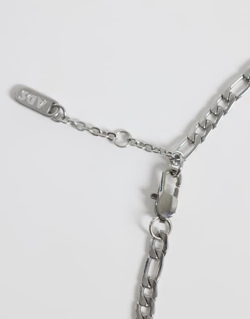 ASOS DESIGN waterproof stainless steel figaro chain bracelet in silver tone , 2 of 3