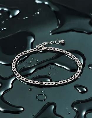 ASOS DESIGN ASOS DESIGN waterproof stainless steel figaro chain bracelet in silver