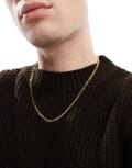 [ASOS DESIGN] ASOS DESIGN waterproof stainless steel figaro chain necklace in gold tone No Size GOLD