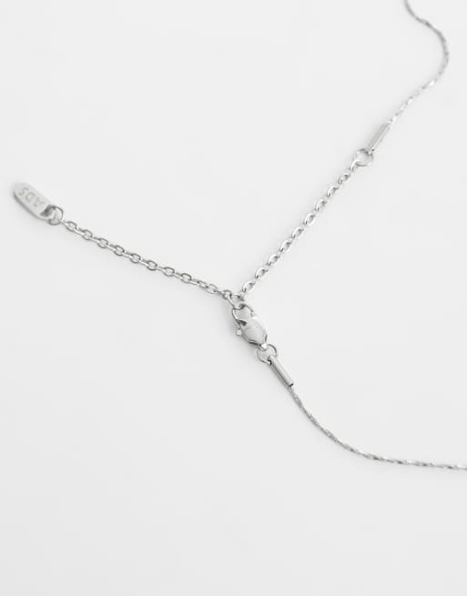 ASOS DESIGN waterproof stainless steel flat oval inset stone pendant necklace in silver, 4 of 4