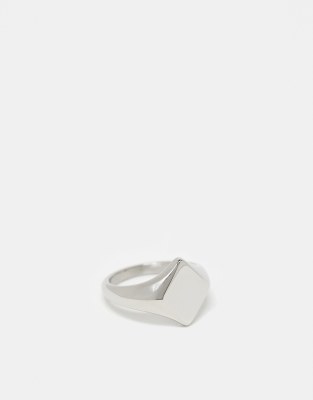 ASOS DESIGN ASOS DESIGN waterproof stainless steel geo signet ring in silver tone