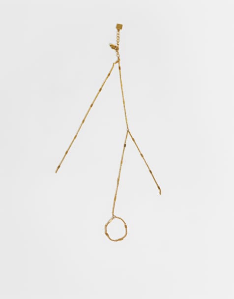 ASOS DESIGN waterproof stainless steel hand chain in gold tone - GOLD - view 1