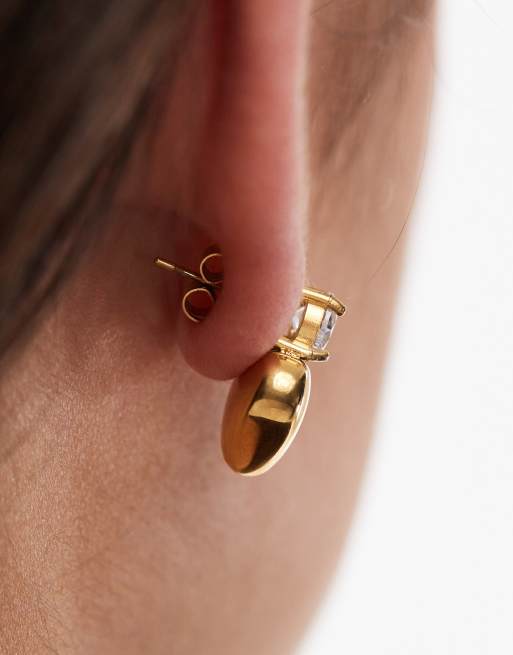 ASOS DESIGN waterproof stainless steel heart studs with cubic zirconia sparkly crystal with gift bag, 3 of 3