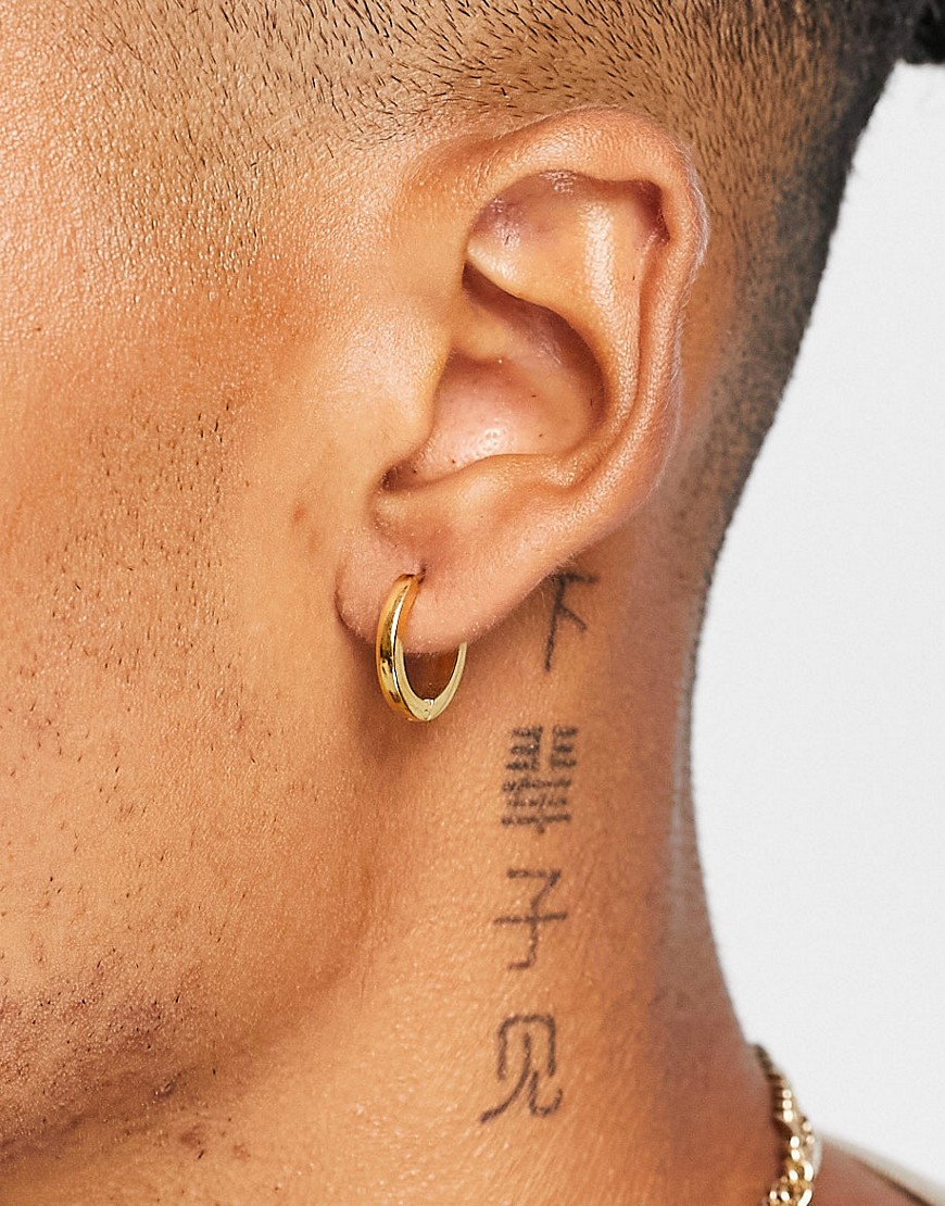 ASOS DESIGN waterproof stainless steel hoop earrings in gold tone