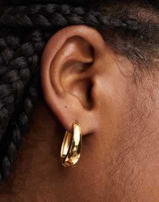 waterproof stainless steel hoop earrings with oval design in gold tone