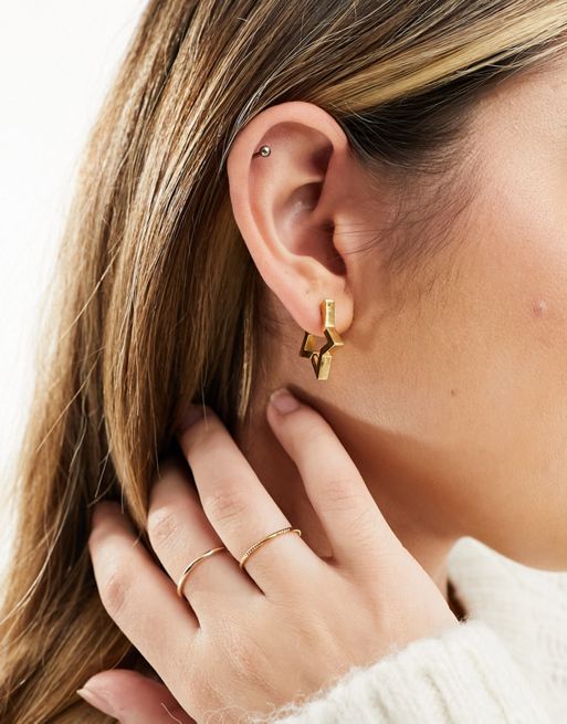 FhyzicsShops DESIGN waterproof stainless steel hoop earrings with star design in gold tone
