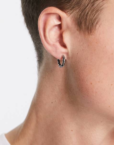 ASOS 7mm Hoop Earrings With Cross Charms in Silver for Men Mens Jewellery Earrings and ear cuffs Metallic 