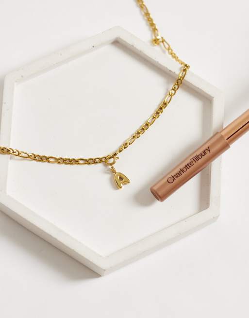 ASOS DESIGN waterproof stainless steel interchangeable A charm in gold, 2 of 4
