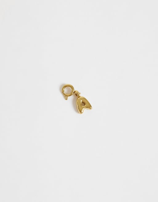ASOS DESIGN waterproof stainless steel interchangeable A charm in gold, 3 of 4