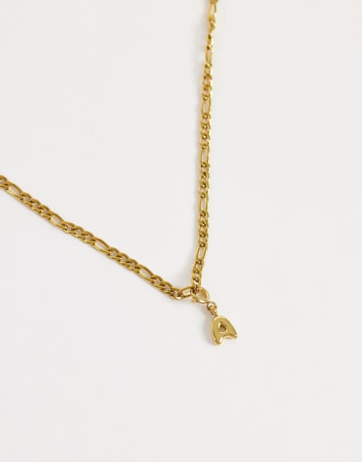 ASOS DESIGN waterproof stainless steel interchangeable A charm in gold, 4 of 4