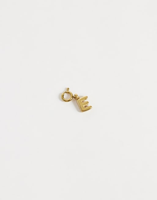 ASOS DESIGN waterproof stainless steel interchangeable E charm in gold, 3 of 4