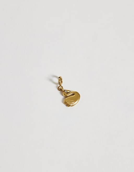 ASOS DESIGN waterproof stainless steel interchangeable swan charm in gold, 3 of 4