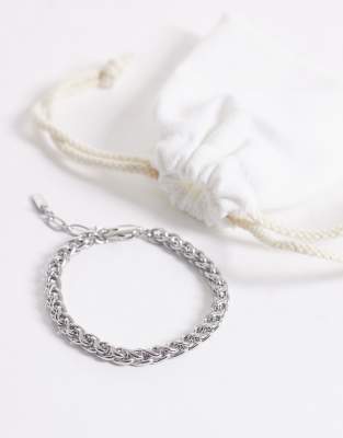 Asos Design Waterproof Stainless Steel Interlocking Link Chain Bracelet In Silver