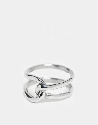 ASOS DESIGN waterproof stainless steel intertwined ring in silver tone