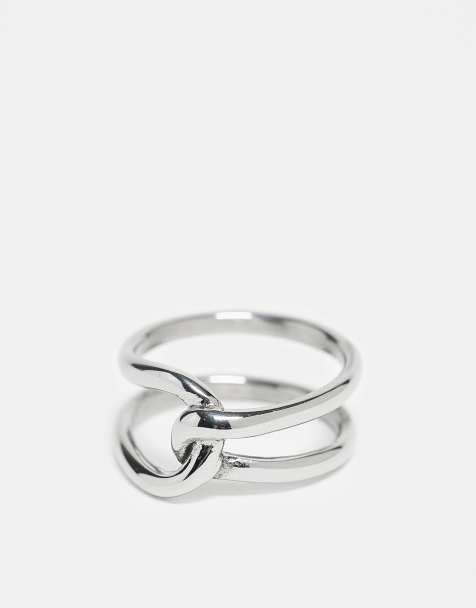 ASOS DESIGN waterproof stainless steel intertwined ring in silver - view 1