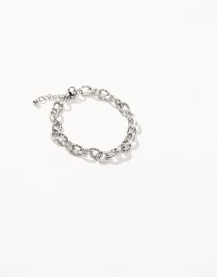 Asos Design Waterproof Stainless Steel Link Chain Bracelet In Silver Tone In Neutral