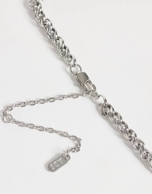 ASOS DESIGN waterproof stainless steel link rope chain necklace in silver, 4 of 4